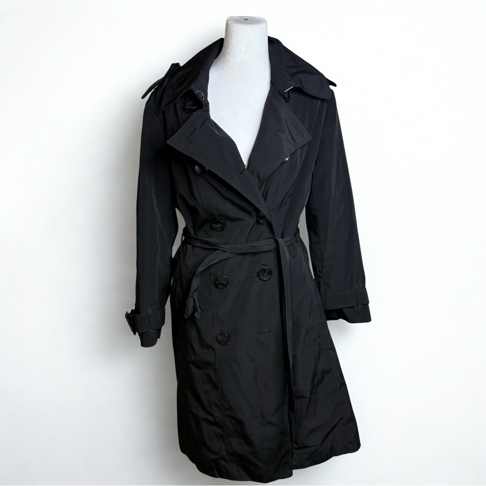 London Fog Black Double-Breasted Trench Coat with Belt